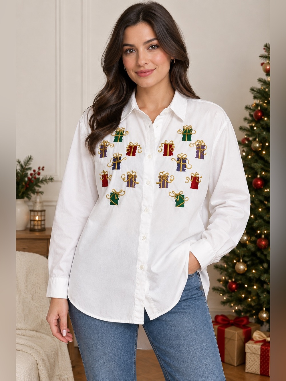 ✨ Westbound II Christmas Holiday Embroidered Gift Button-Up Shirt Size 3X